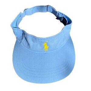 Vintage Polo Ralph Lauren Light Blue Classic Golf Sun Visor Pony Hat Rare OSFM